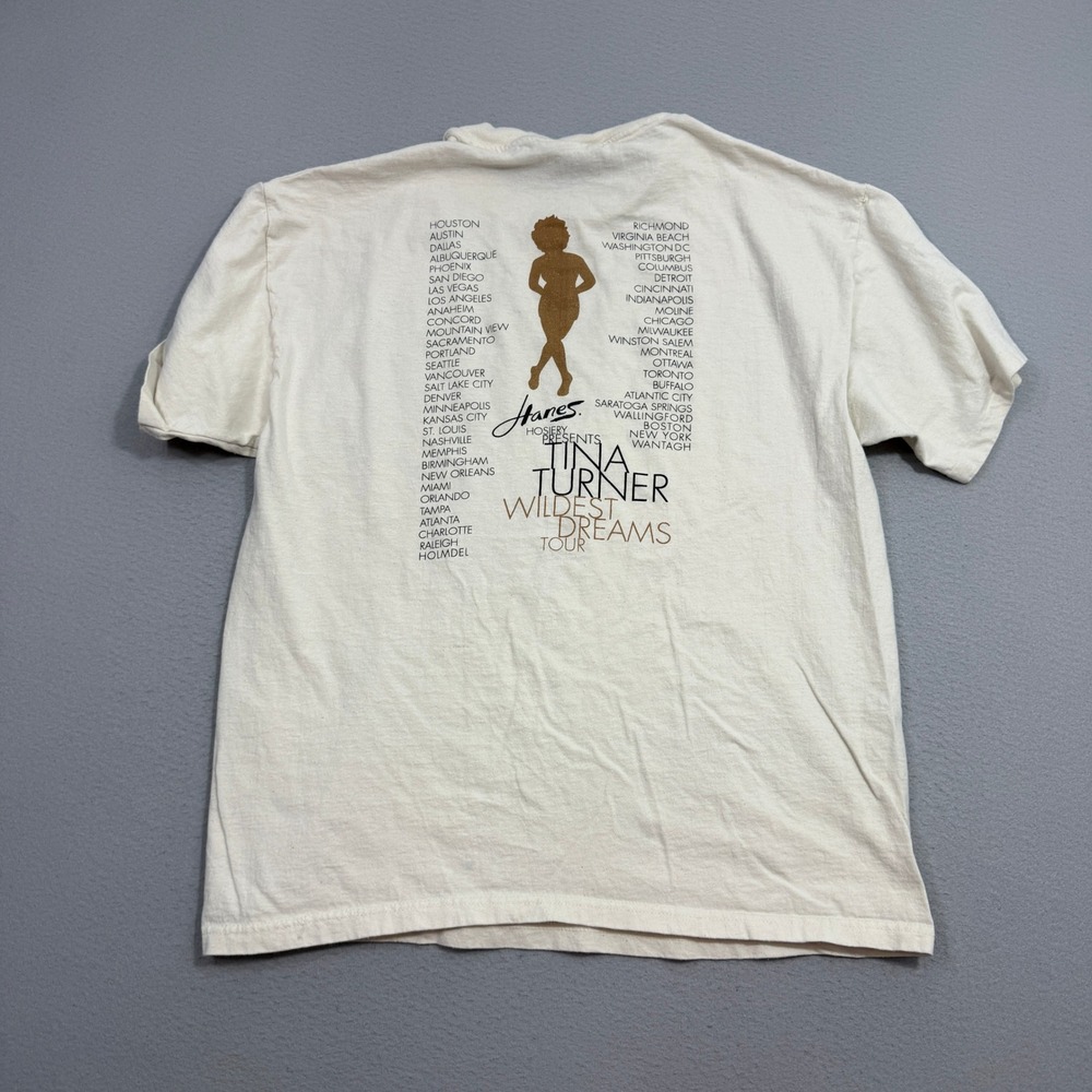Vintage Tina Turner Wildest Dreams Tour 1997 Shirt Extra Large Cream 90s Music - Picture 8 of 11